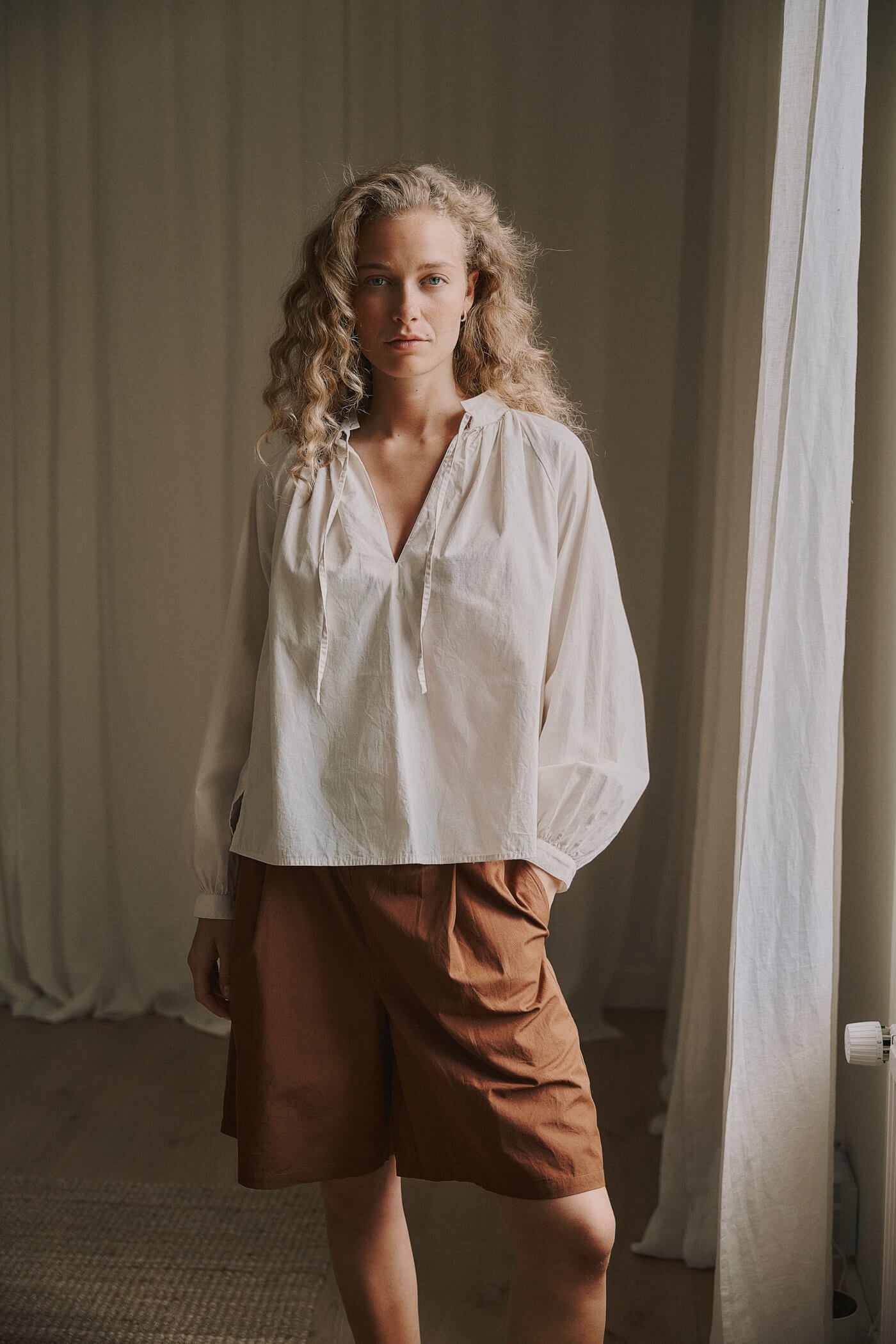 Irissa LS Blouse, White Sand