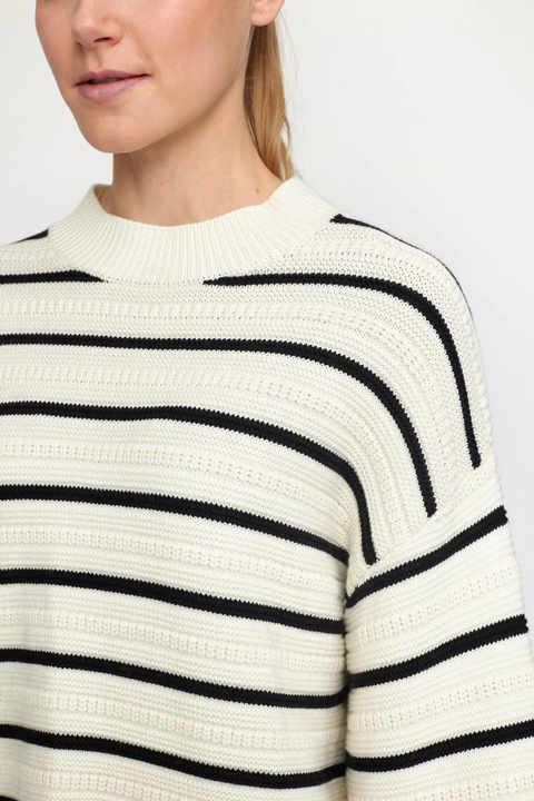 Mille Pullover Knit, Snow White Stripes