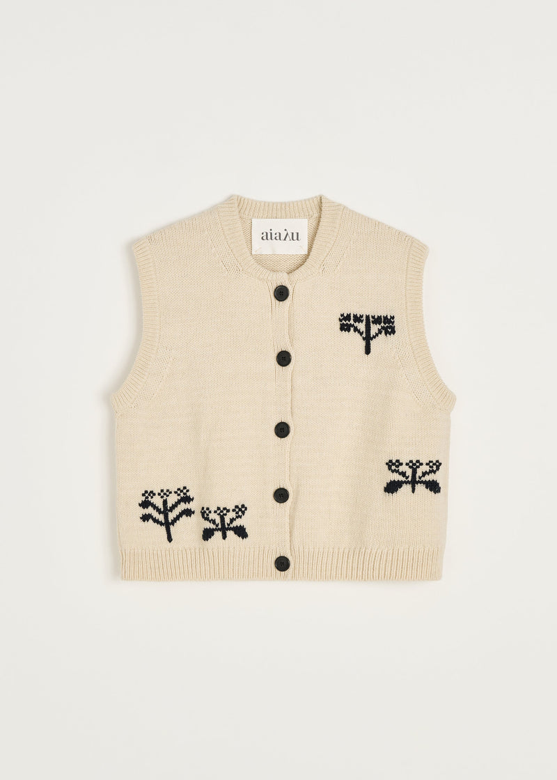 Macha vest i Mix Pure Ecru – produktbillede