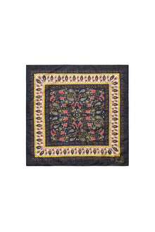 Mafalda Scarf 50x50, Black/Beige Kalamkari