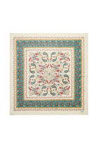 Mafalda Wool Scarf 90x90, Beige/Blue Kalamkari