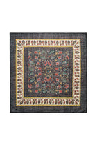 Mafalda Wool Scarf 90x90, Black/Beige Kalamkari