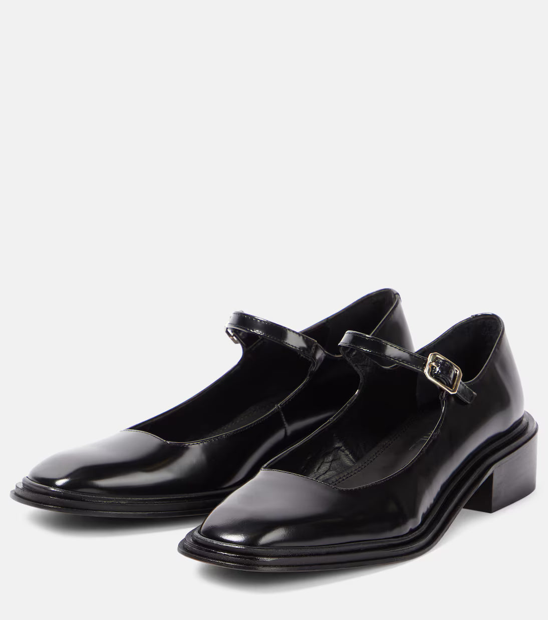 Penelope, Black Polished Leather Babies