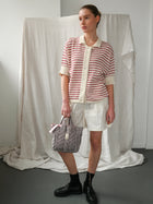 Lullu ss Polo Cardigan, Ecru / Holly Berry