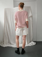 Lullu ss Polo Cardigan, Ecru / Holly Berry