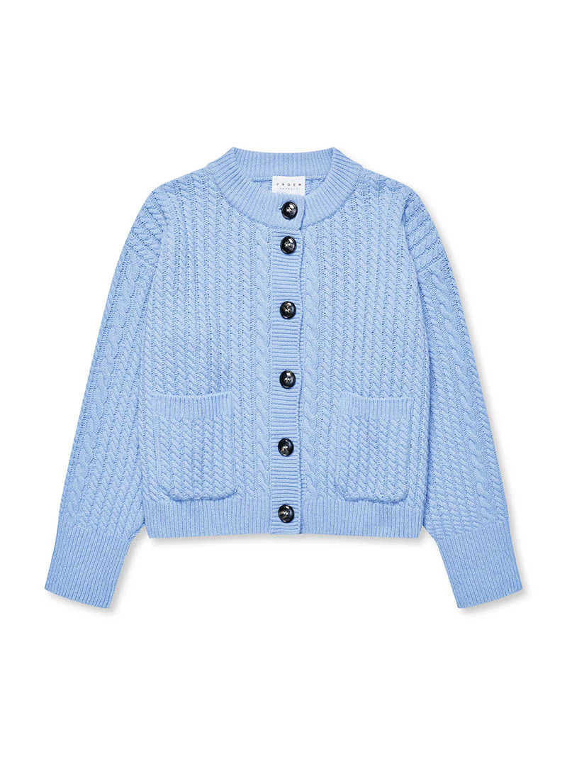 Gertrud Cable Cardigan, Light Blue
