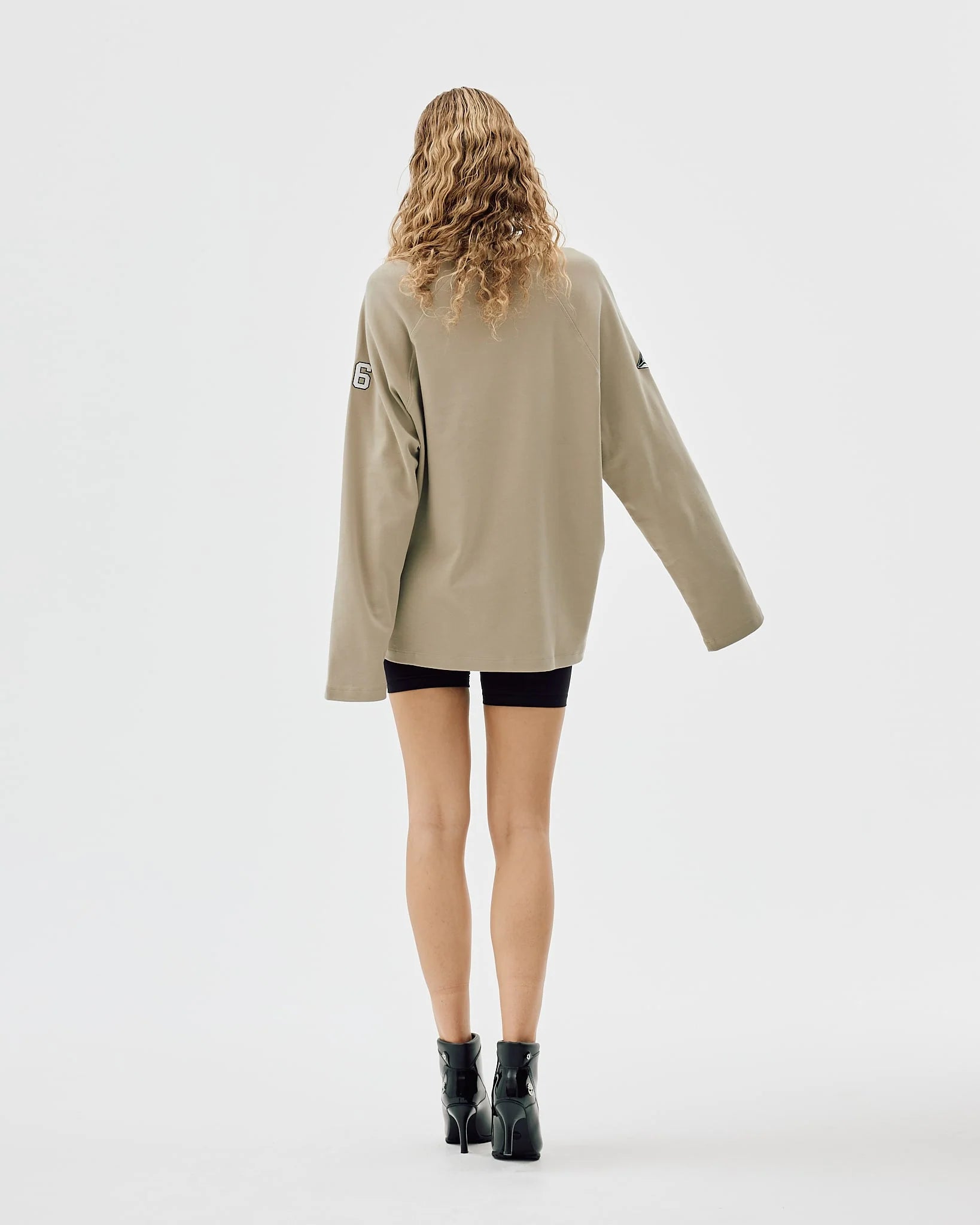 Oversize Long Sleeve Polo, Laurel Oak