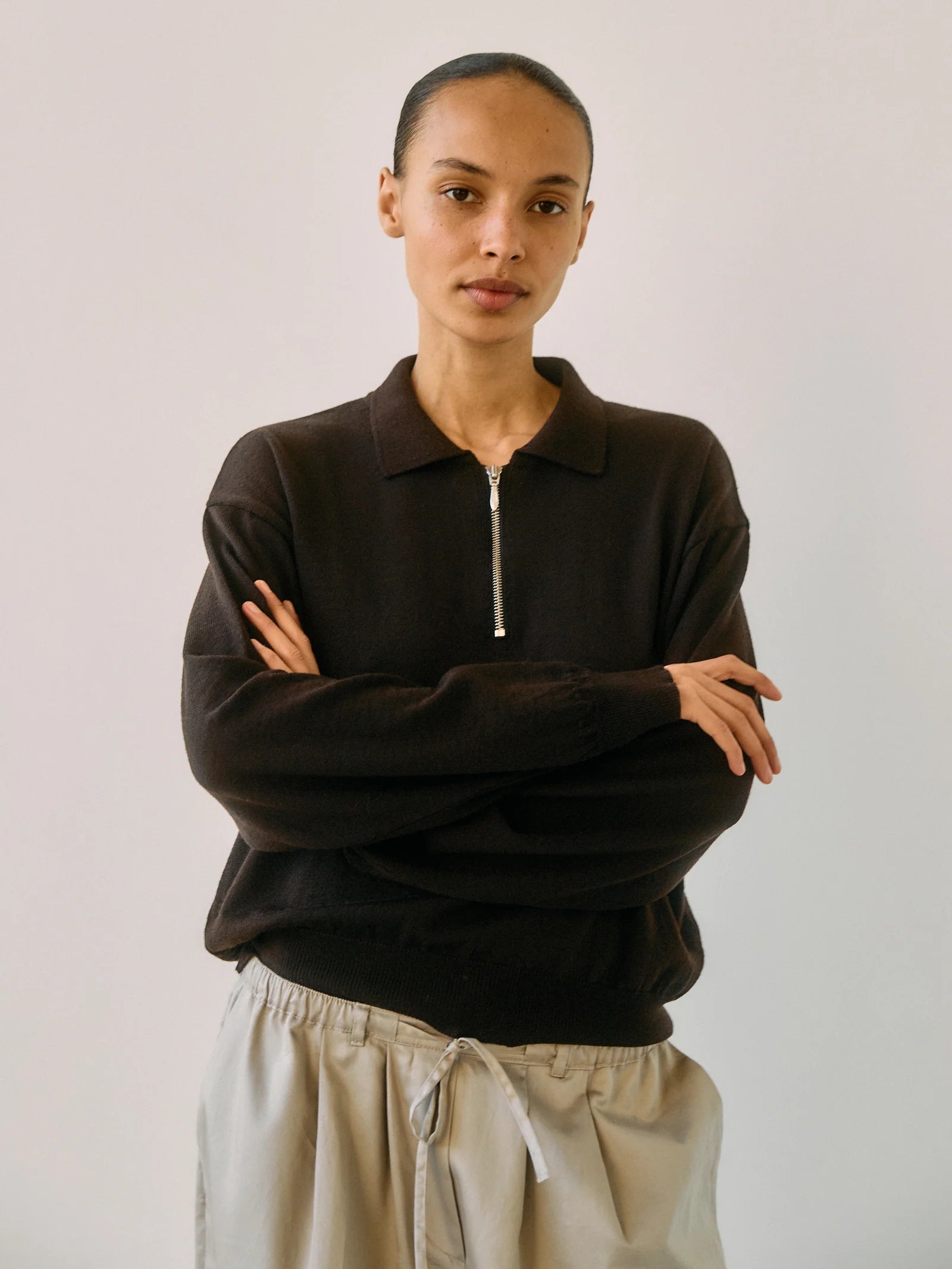 Ea Knit Polo, Espresso Melange