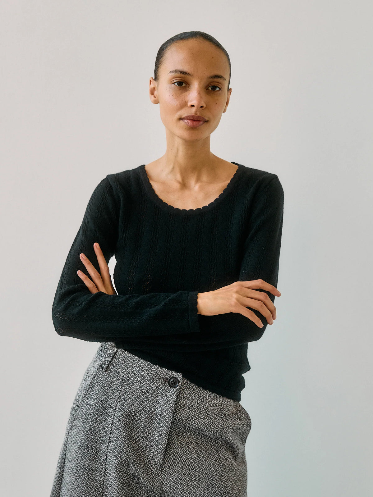 Nellie LS Blouse, Black