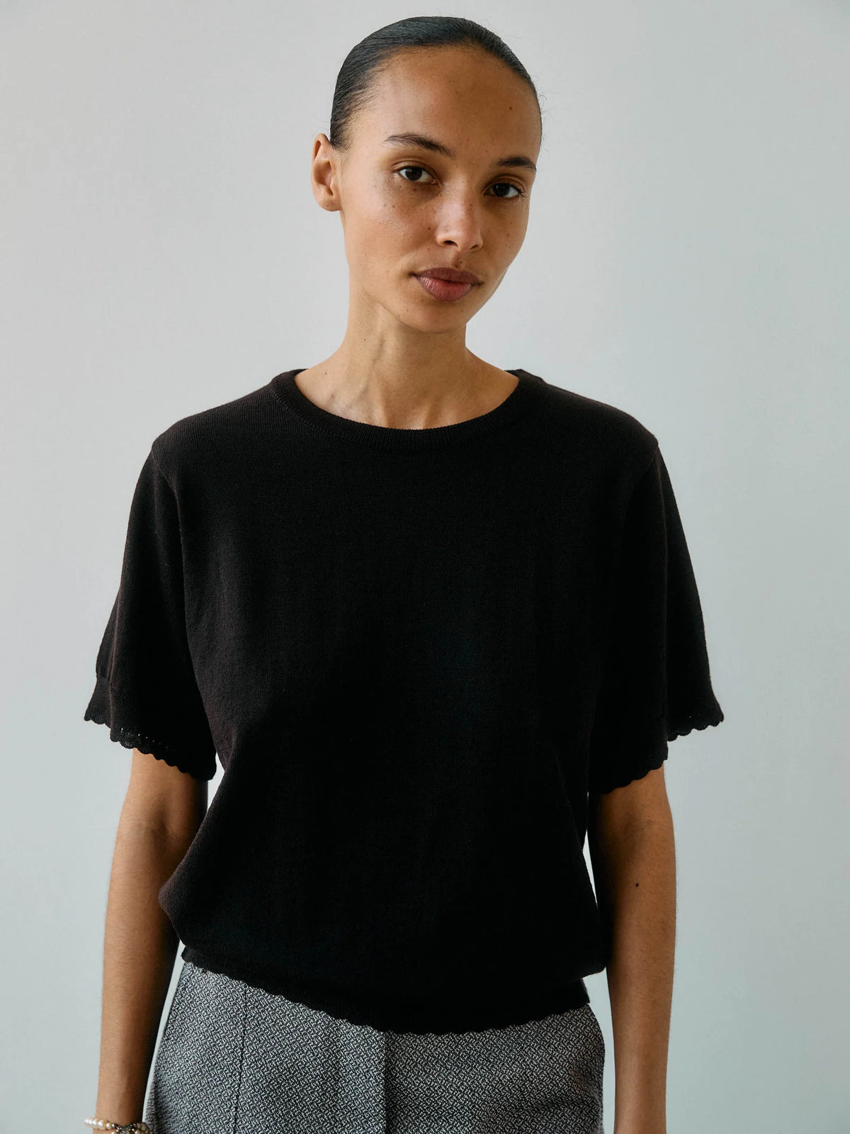 Anna Merino ss tee, Espresso