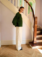 Gertrud Cable Cardigan, Cactus Green Melange