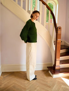 Gertrud Cable Cardigan, Cactus Green Melange