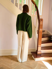 Gertrud Cable Cardigan, Cactus Green Melange