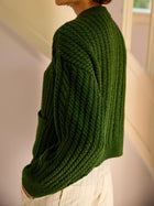 Gertrud Cable Cardigan, Cactus Green Melange