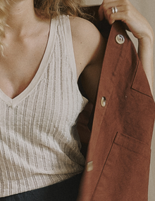 Amelia SL Knit Top, White Sand