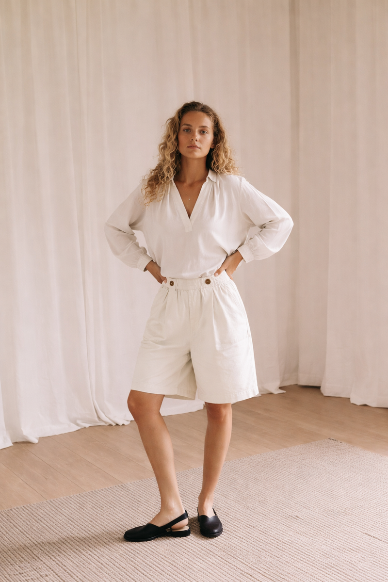 Irissa Wide Shorts, White Sand