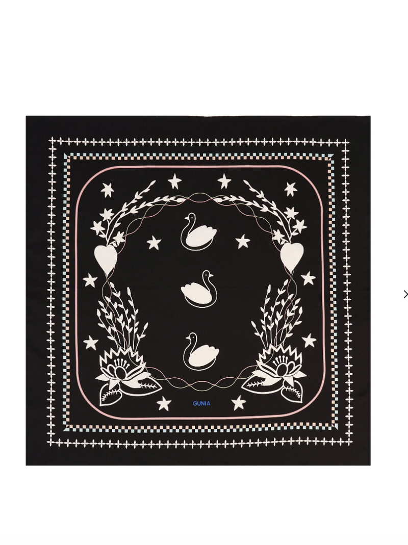 Lybid Silk scarf, Black 55x55 cm