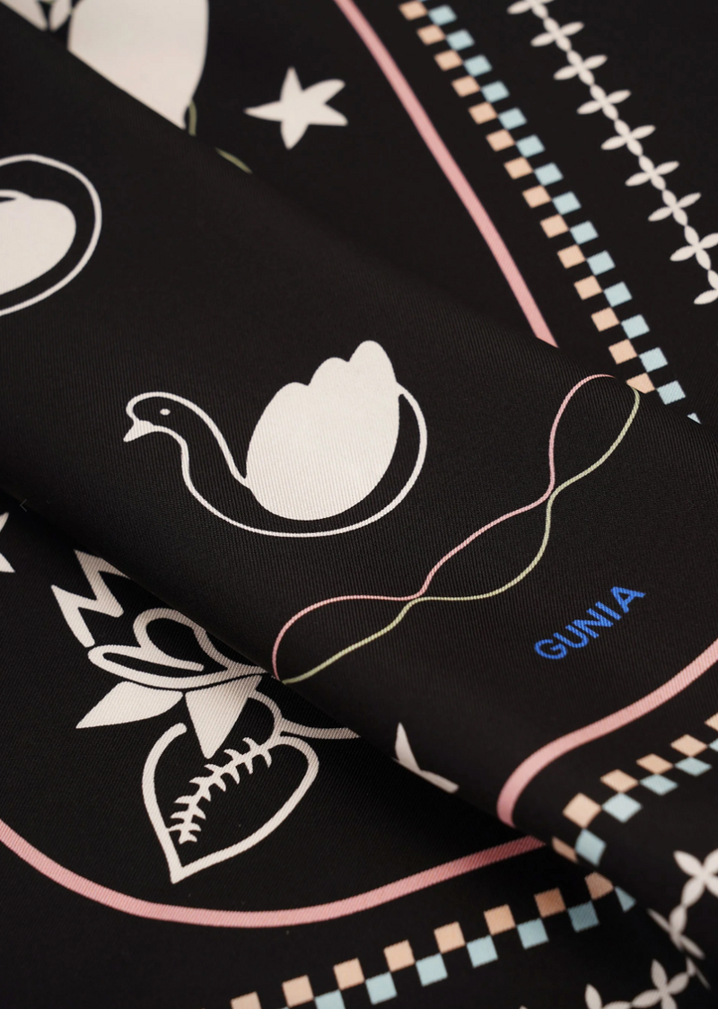 Lybid Silk scarf, Black 55x55 cm