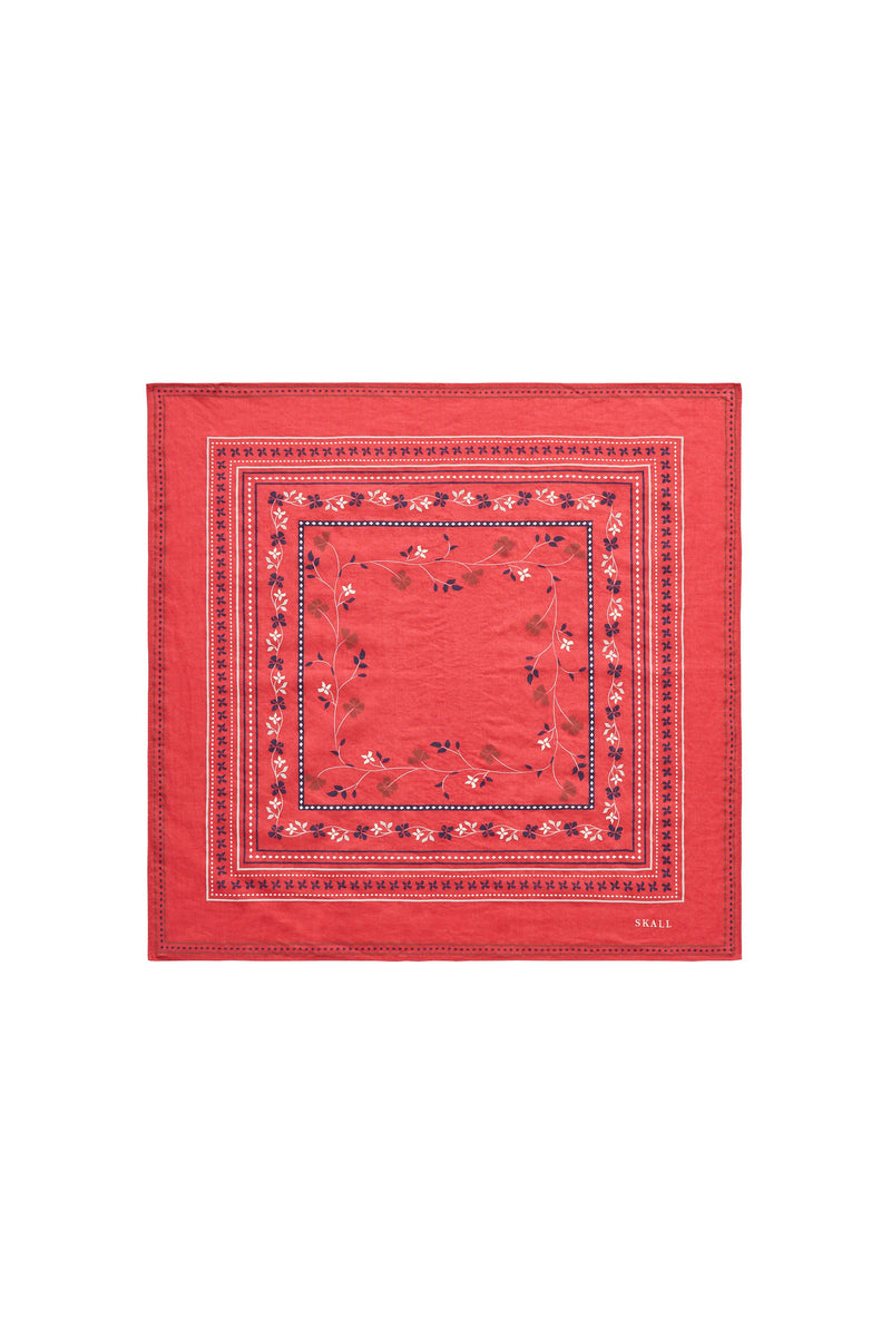 Skall floral scarf 55x55, Faded Red