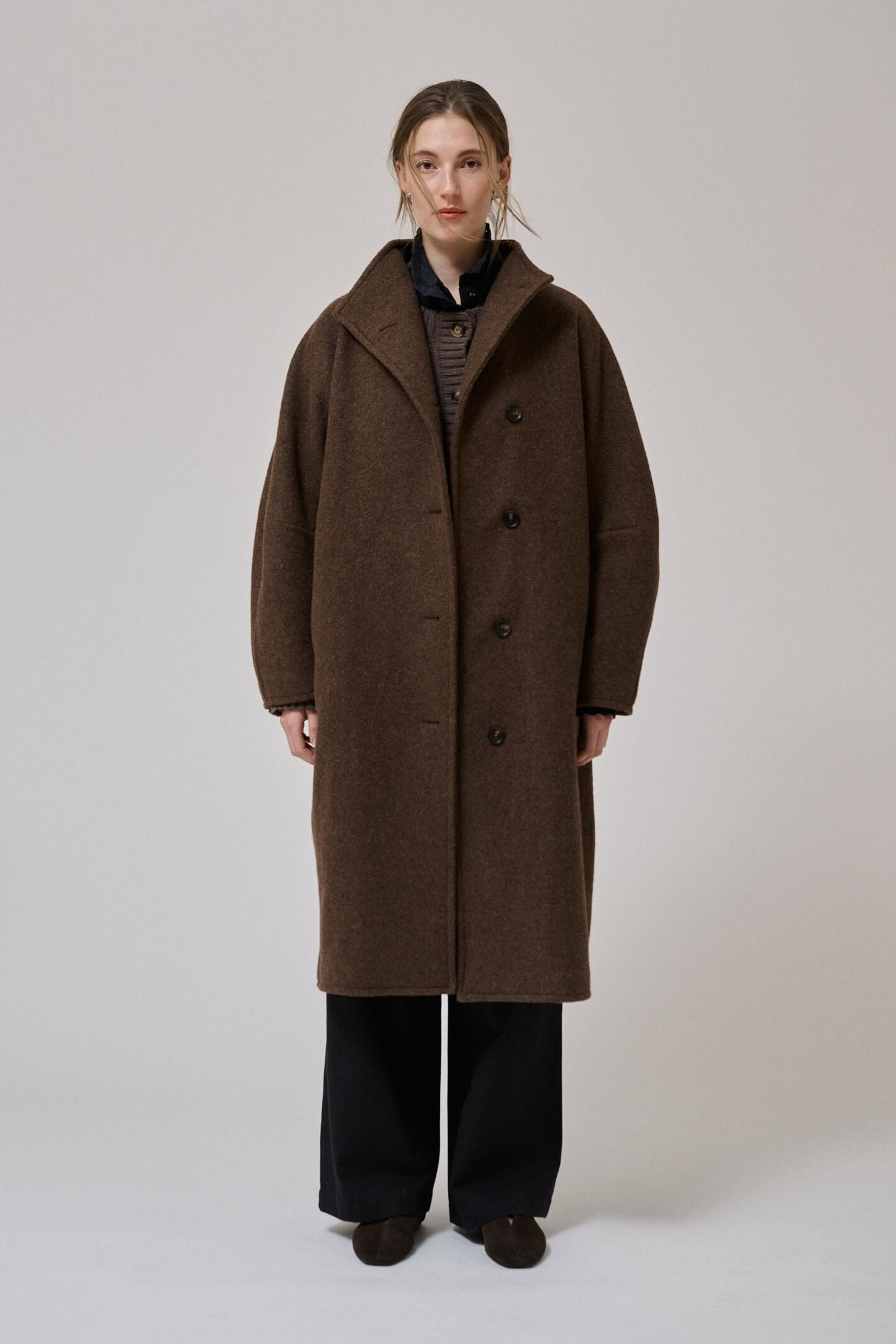 Thyme long wool coat, Brown