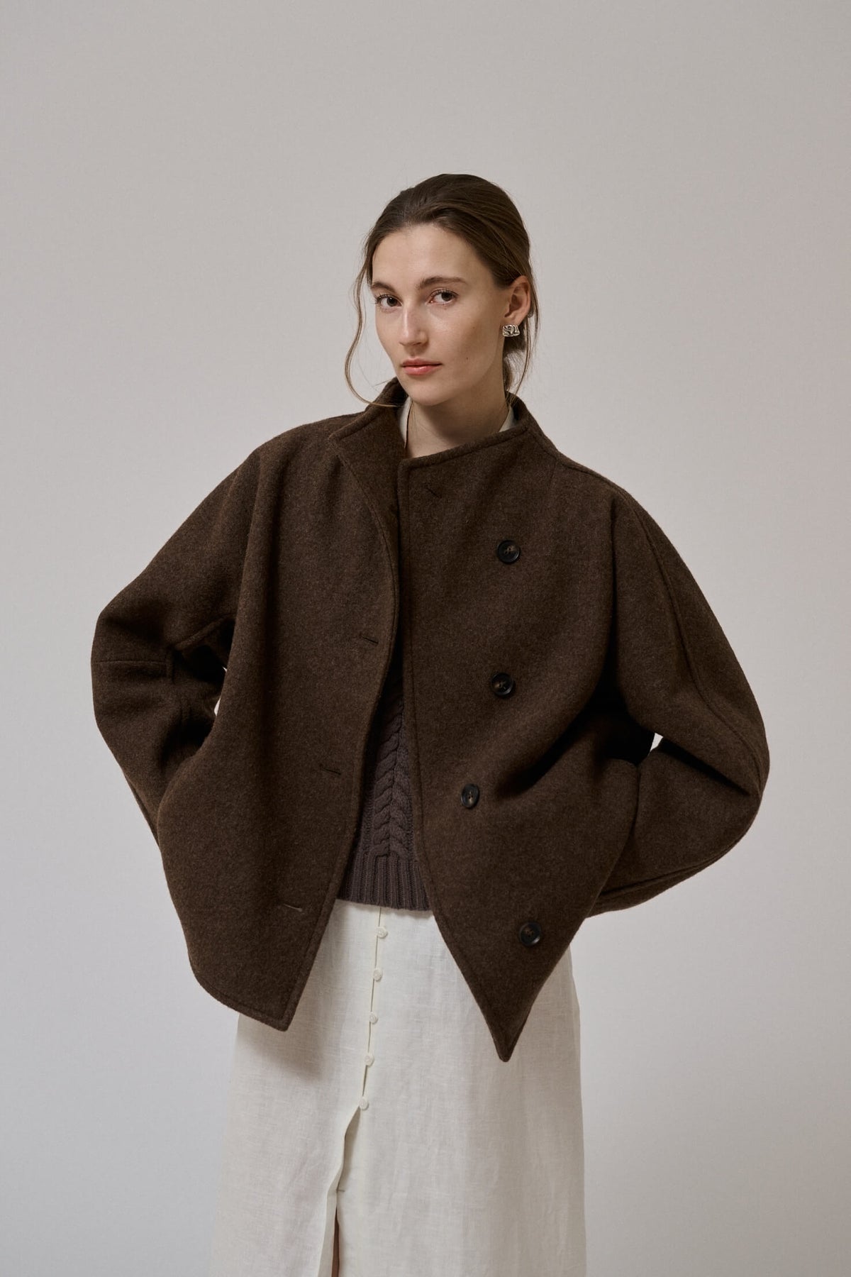 Thyme short wool coat, Brown
