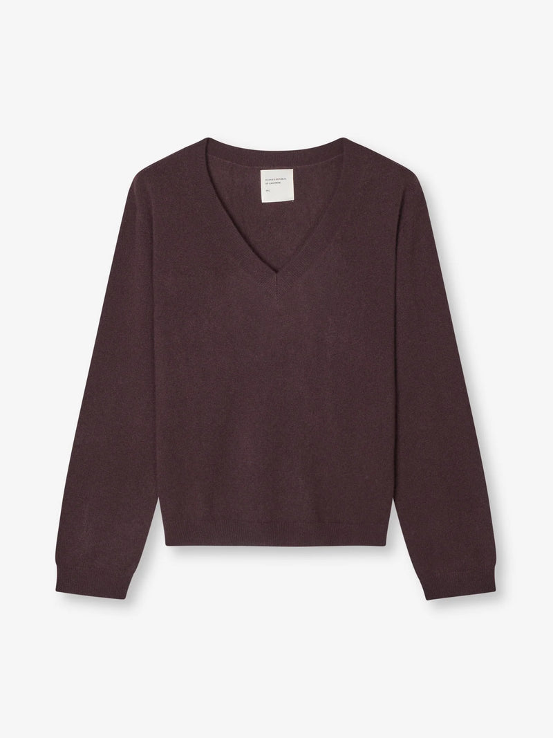 Women's Oversized V-Neck, Dark Brown