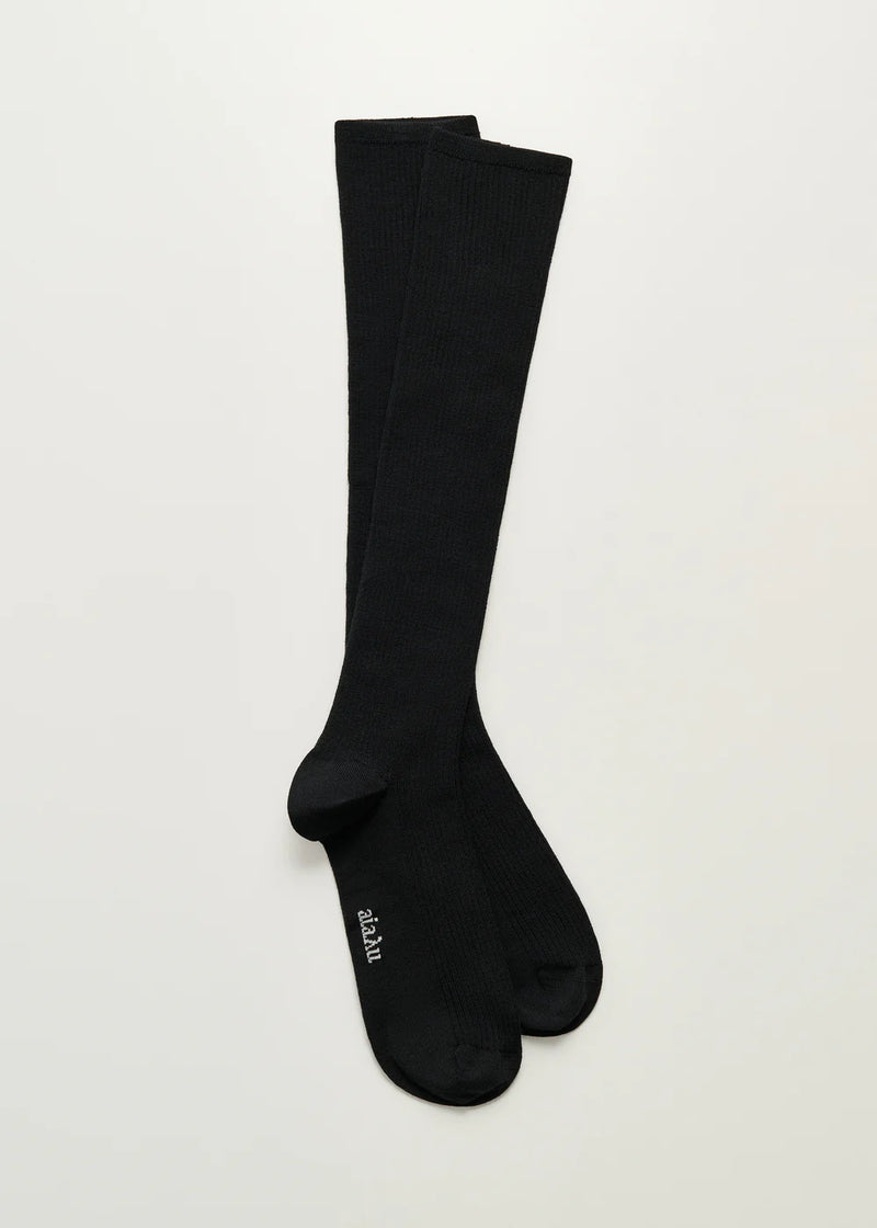 Wool knee socks, Black