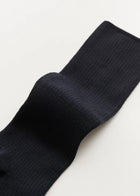 Wool Rib Socks, Navy