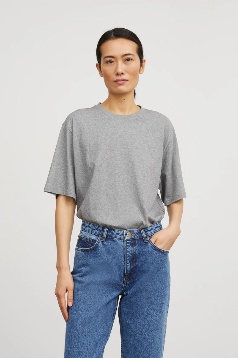 Andy Oversize Tee, Mid Grey Melange