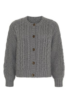 Dahlia Cable Knit Cardigan, Cold Grey