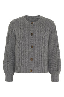 Dahlia Cable Knit Cardigan, Cold Grey
