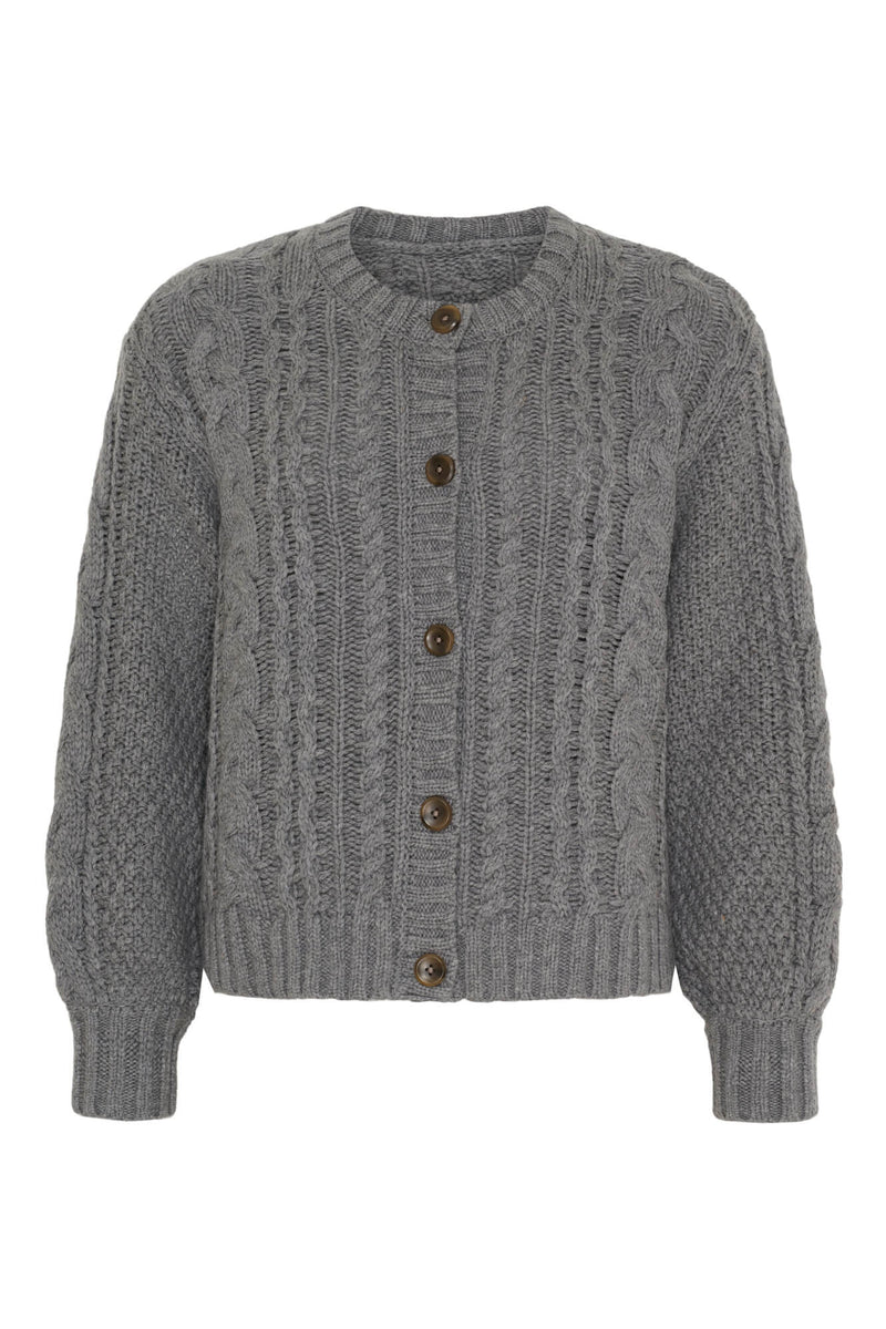 Dahlia Cable Knit Cardigan, Cold Grey