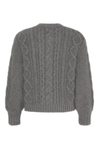 Dahlia Cable Knit Cardigan, Cold Grey