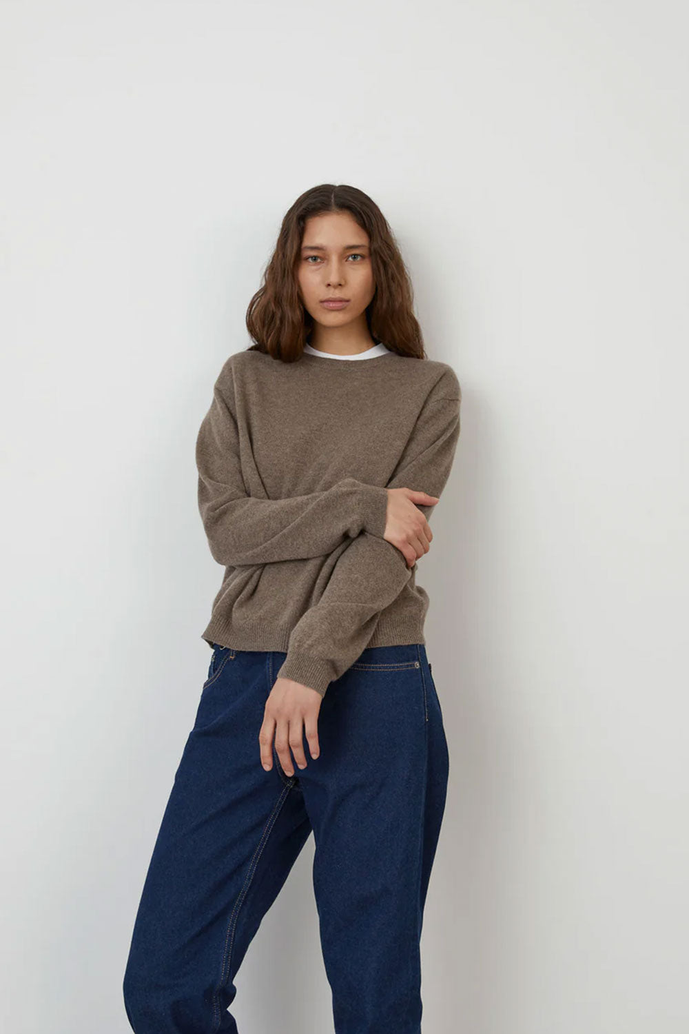 Women's Oversized Roundneck, Truffle