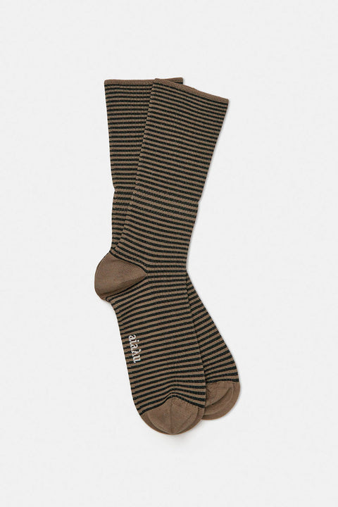 Cotton stripe Socks, Mix Brown