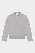 Wool LS Polo Shirt, Light Grey Melange
