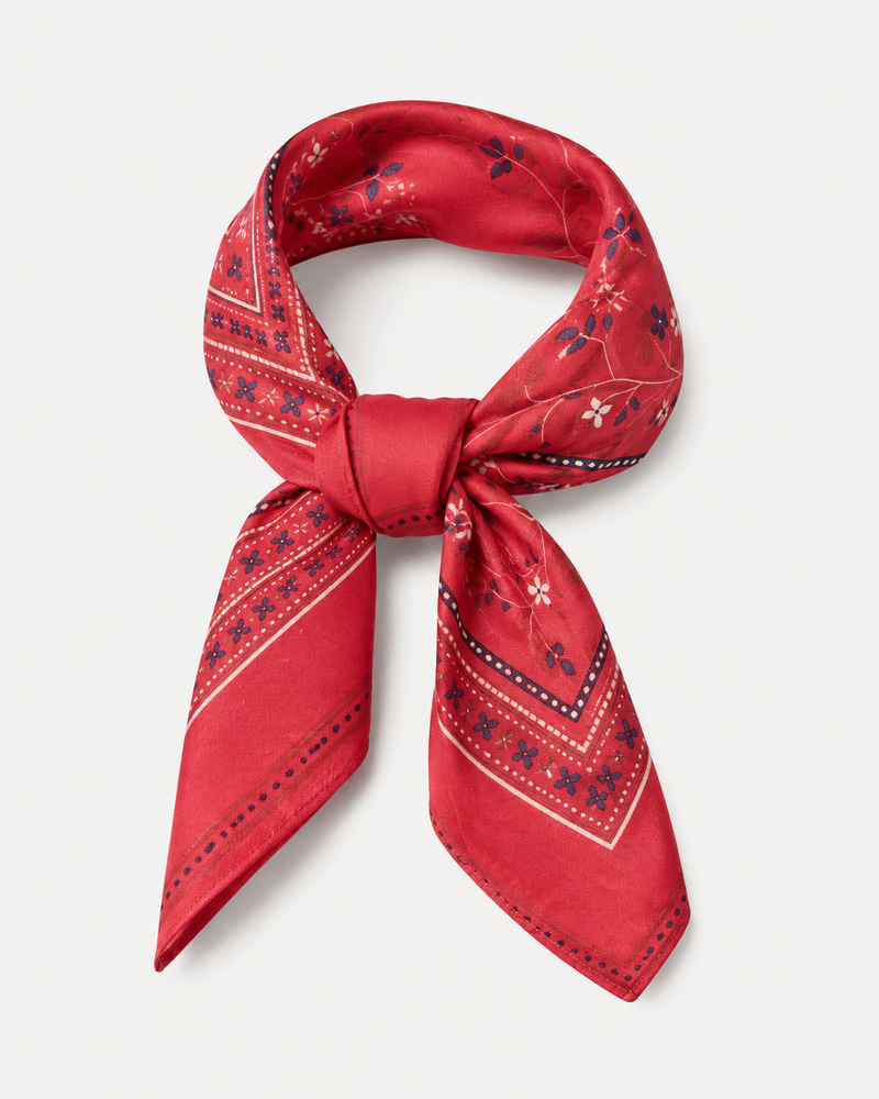 Skall floral scarf 55x55, Faded Red