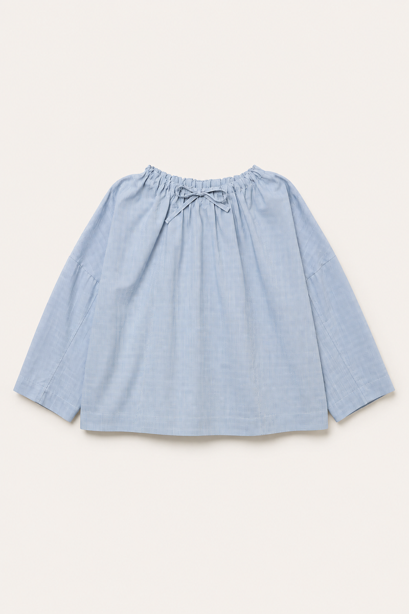 Magrethe LS Tie Top, Mini Blue check