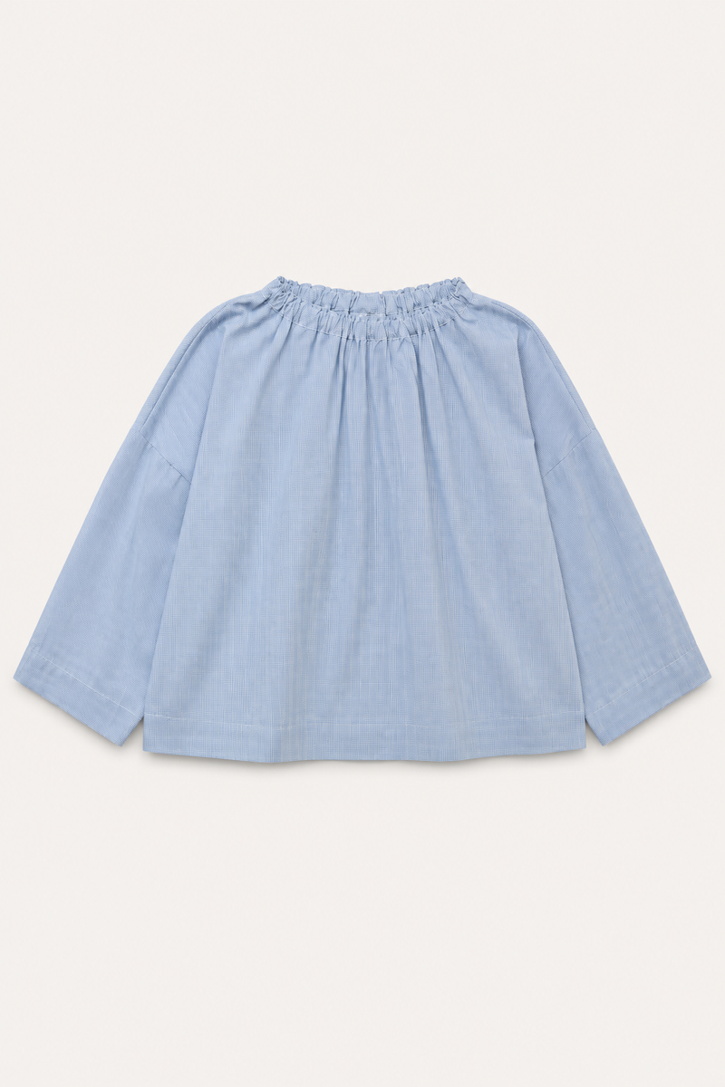 Magrethe LS Tie Top, Mini Blue check
