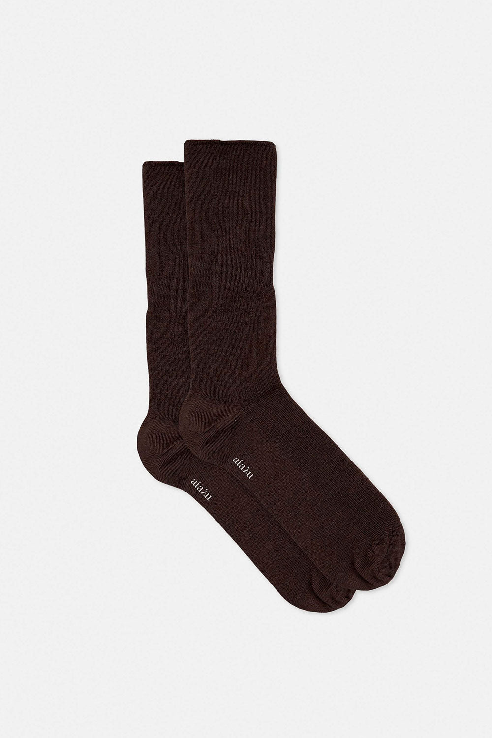 Wool Ribbed Socks, Brown