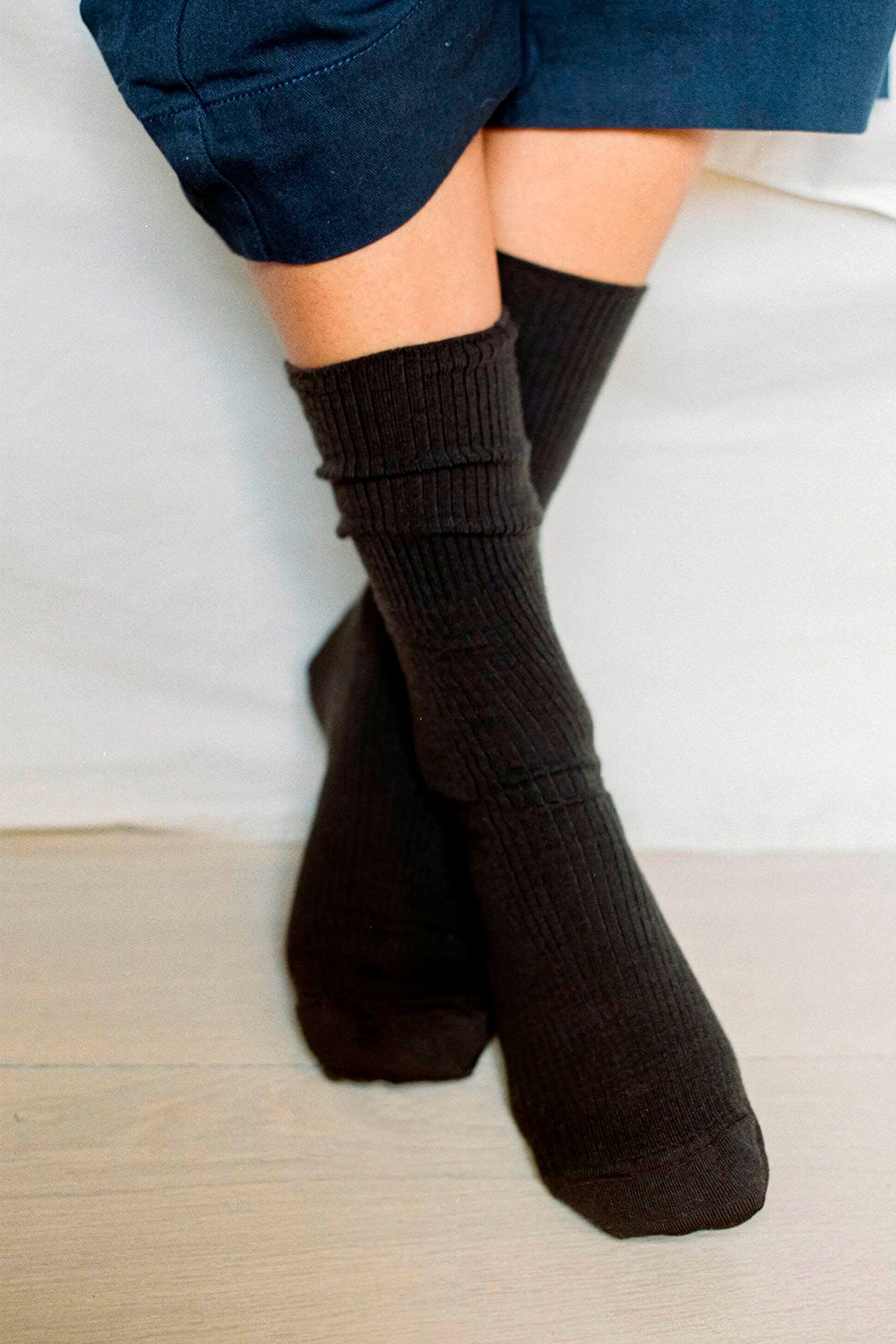 Wool Ribbed Socks, Brown
