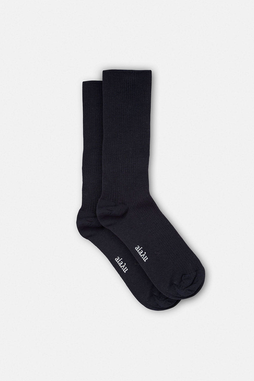 Wool Ribbed Socks, Navy