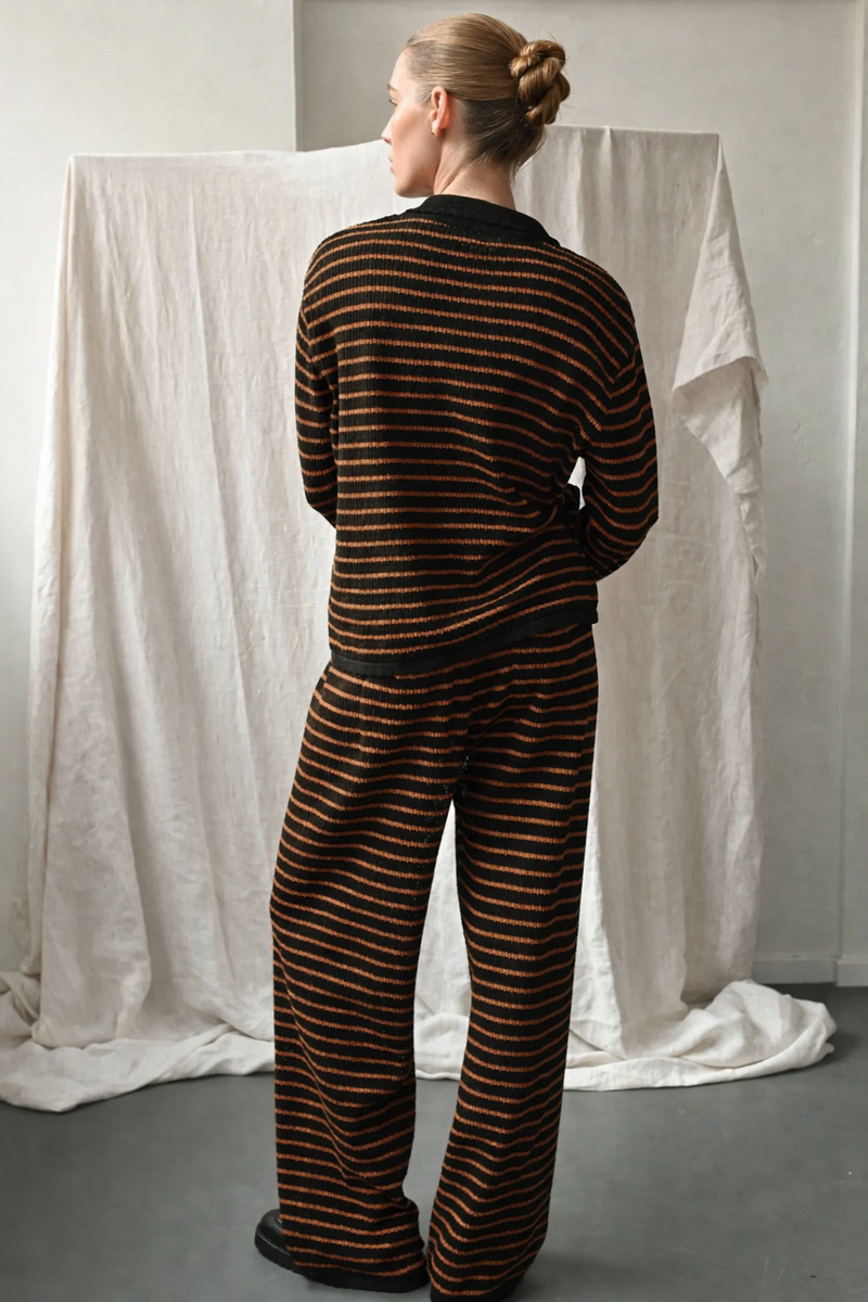 Nuria Knit Trousers, Black / Cognac
