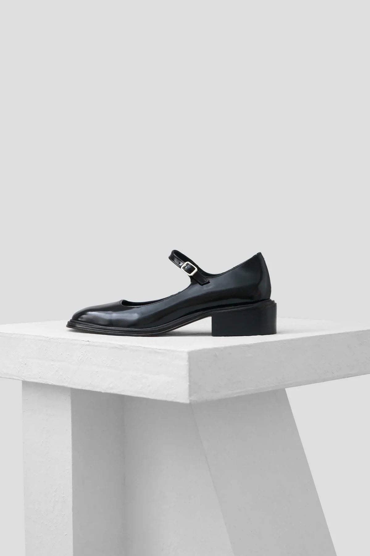 Penelope, Black Polished Leather Babies
