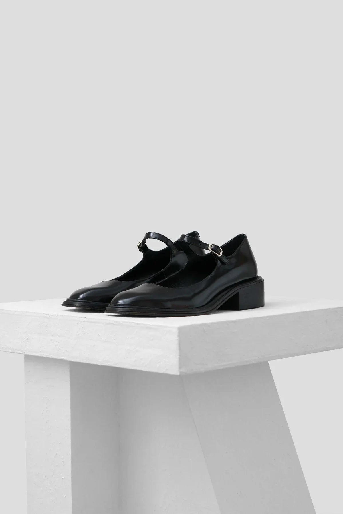 Penelope, Black Polished Leather Babies