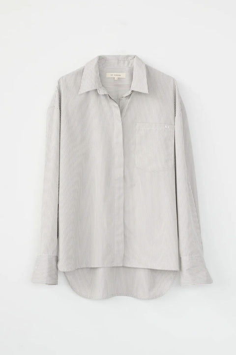 Stripy poplin Shirt, Grey / White