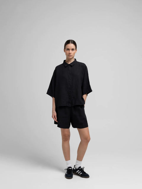 Vega Linen Shirt, Black