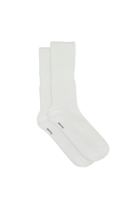 Cotton Rib Socks, White