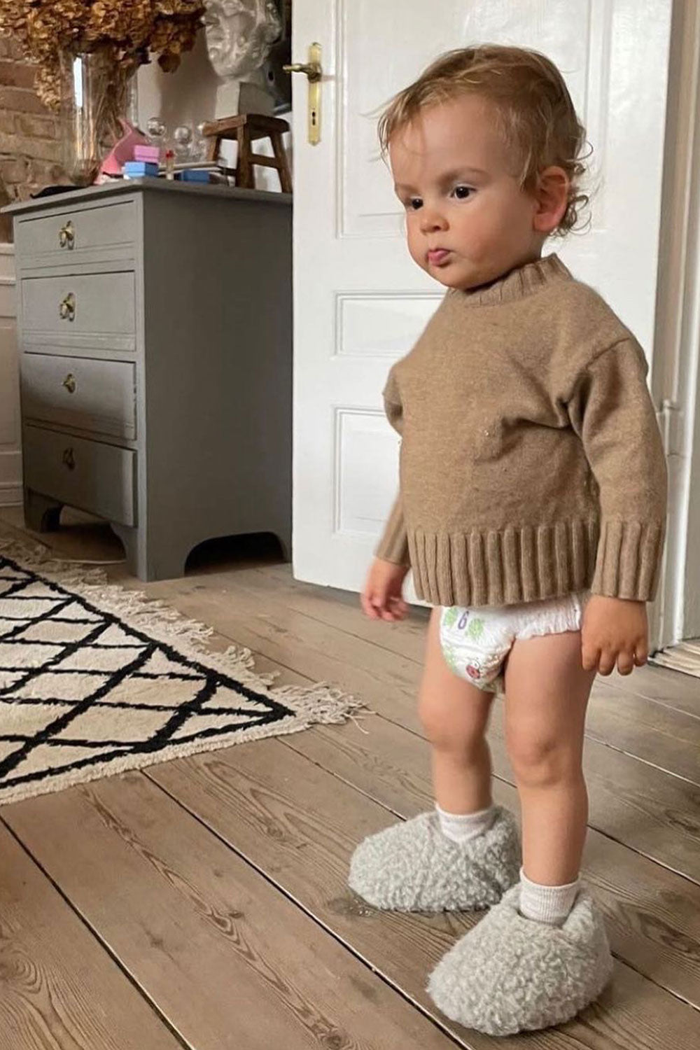Slippers BØRN, Taupe